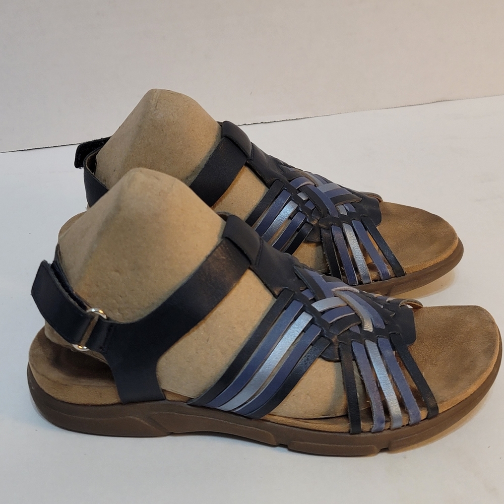 Easy Spirit SE Mave Women's Strappy Blue Leather Sandals With Weaving Sz6.5